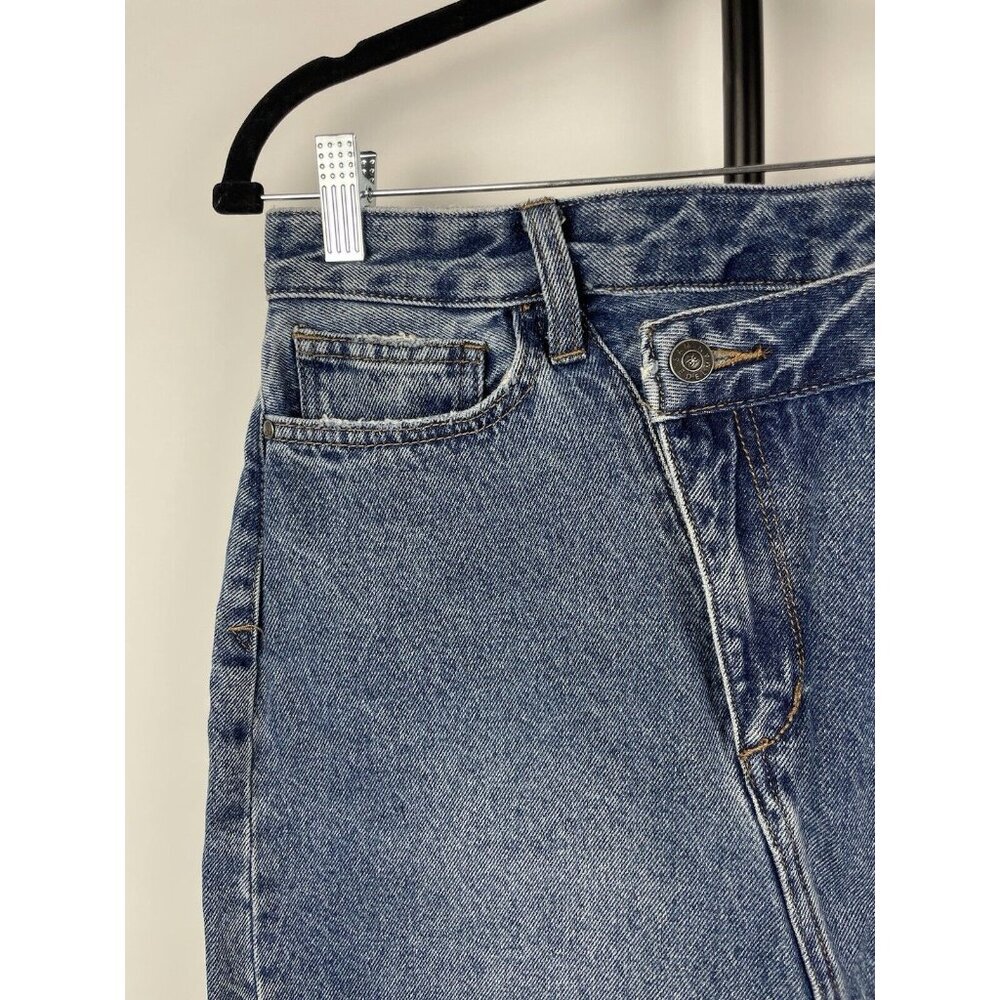 Sam Edelman Medium Blue Wash‎ The Riley Asymmetrical Raw Hem Denim Jean Skirt 29 - Picture 2 of 7